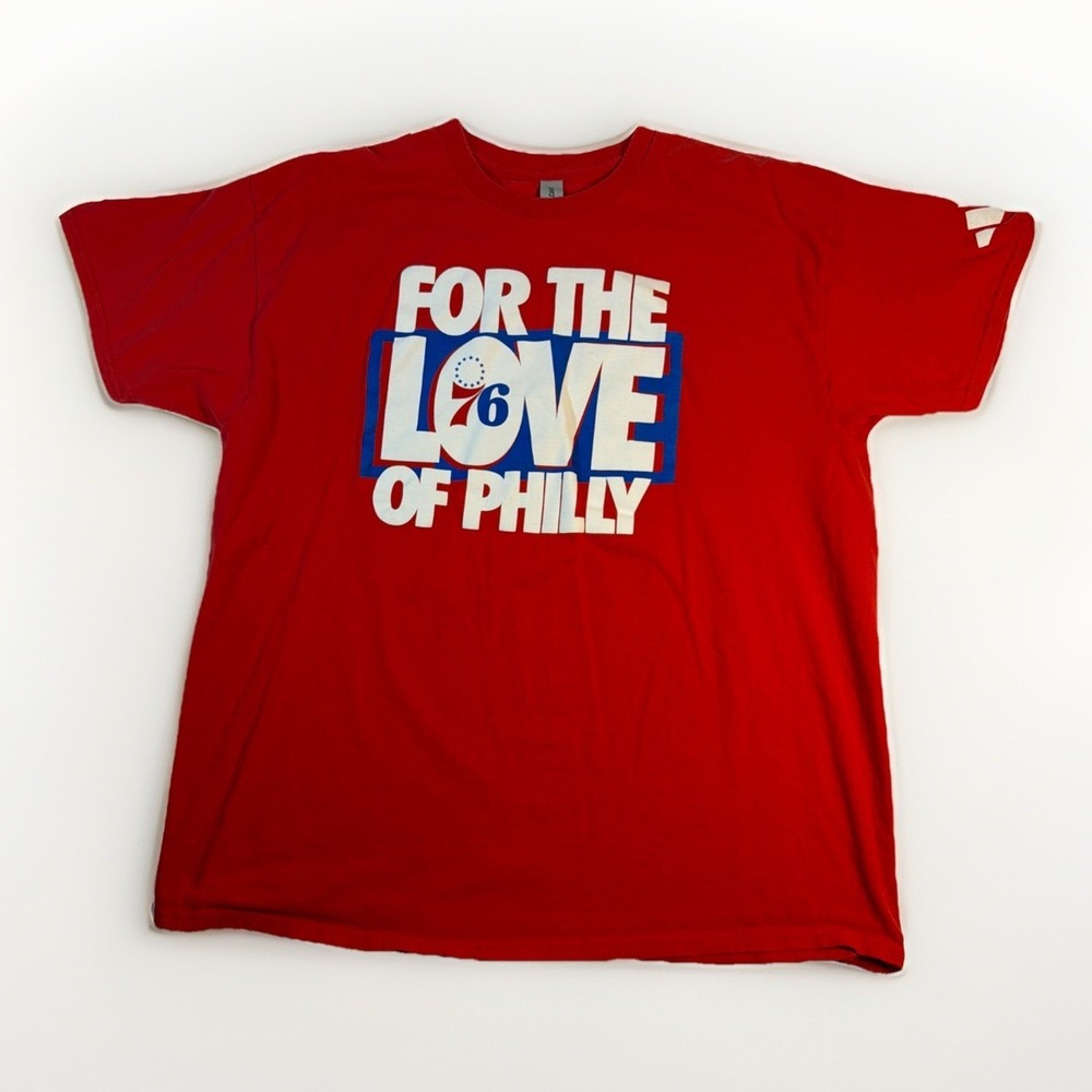 PHILADELPHIA 76ers T Shirt Men's XL NBA For The Love Of Philly Red
